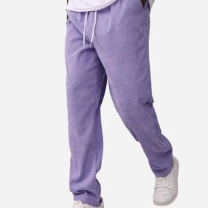ROMWE Lavender Corduroy Drawsting Pants